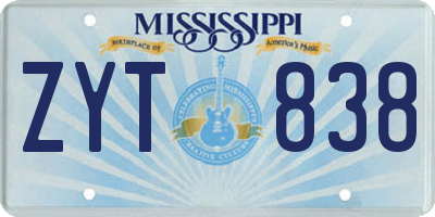 MS license plate ZYT838