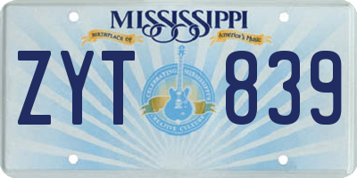 MS license plate ZYT839