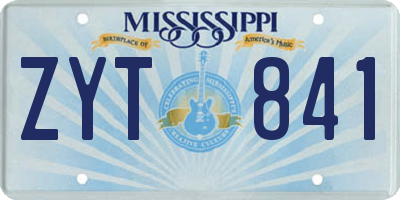 MS license plate ZYT841