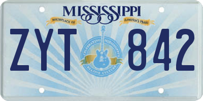 MS license plate ZYT842