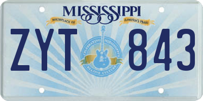 MS license plate ZYT843
