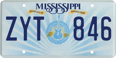 MS license plate ZYT846