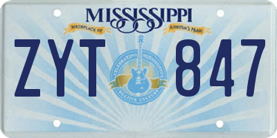 MS license plate ZYT847