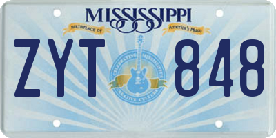 MS license plate ZYT848