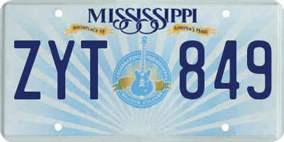 MS license plate ZYT849