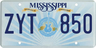 MS license plate ZYT850