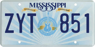 MS license plate ZYT851