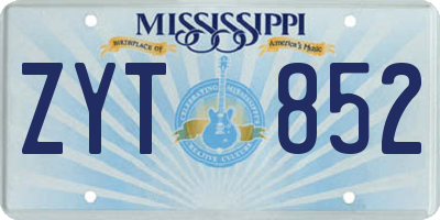 MS license plate ZYT852