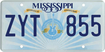 MS license plate ZYT855