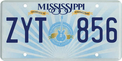 MS license plate ZYT856