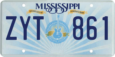 MS license plate ZYT861