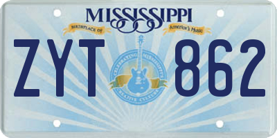 MS license plate ZYT862