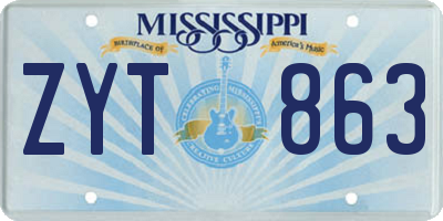 MS license plate ZYT863