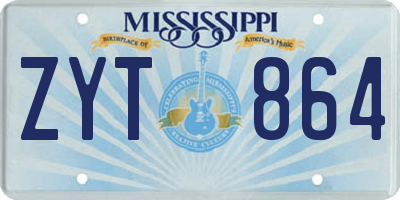 MS license plate ZYT864