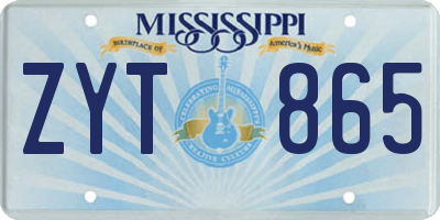 MS license plate ZYT865