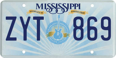 MS license plate ZYT869