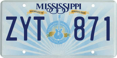 MS license plate ZYT871