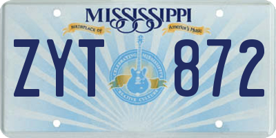 MS license plate ZYT872