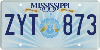 MS license plate ZYT873