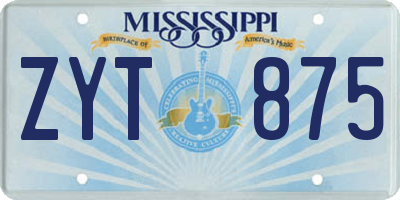 MS license plate ZYT875