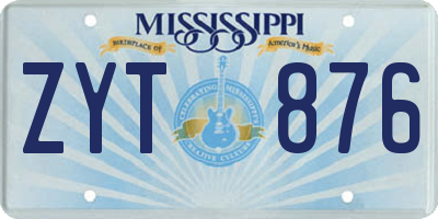 MS license plate ZYT876