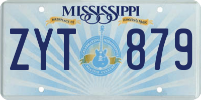 MS license plate ZYT879