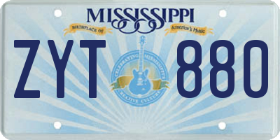 MS license plate ZYT880