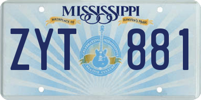 MS license plate ZYT881
