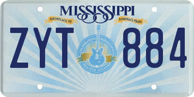 MS license plate ZYT884
