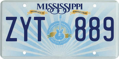MS license plate ZYT889