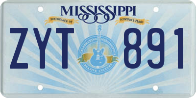 MS license plate ZYT891