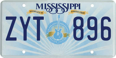 MS license plate ZYT896