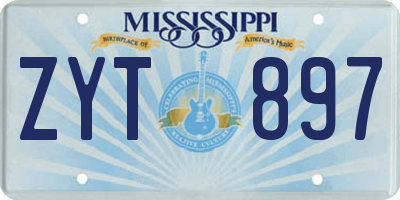 MS license plate ZYT897