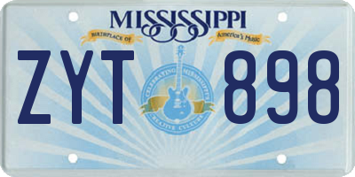 MS license plate ZYT898