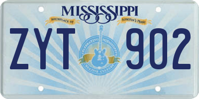 MS license plate ZYT902
