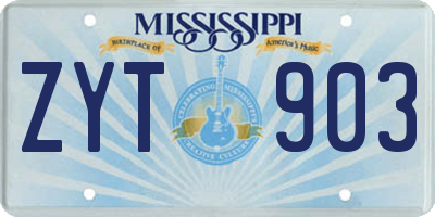 MS license plate ZYT903