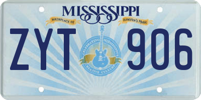 MS license plate ZYT906