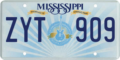 MS license plate ZYT909