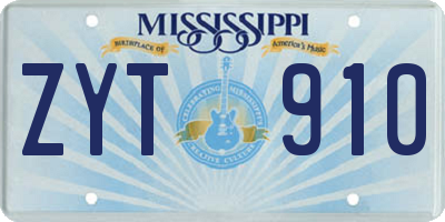 MS license plate ZYT910