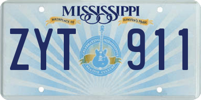 MS license plate ZYT911