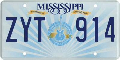 MS license plate ZYT914