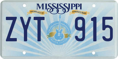 MS license plate ZYT915