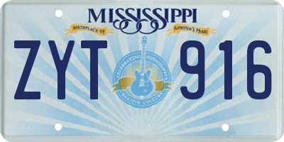 MS license plate ZYT916
