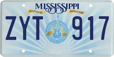MS license plate ZYT917