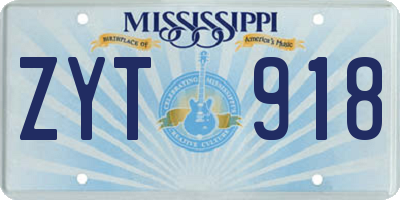 MS license plate ZYT918