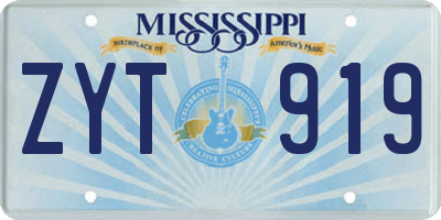 MS license plate ZYT919