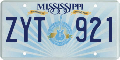 MS license plate ZYT921