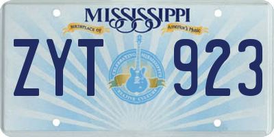 MS license plate ZYT923