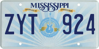 MS license plate ZYT924