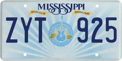 MS license plate ZYT925